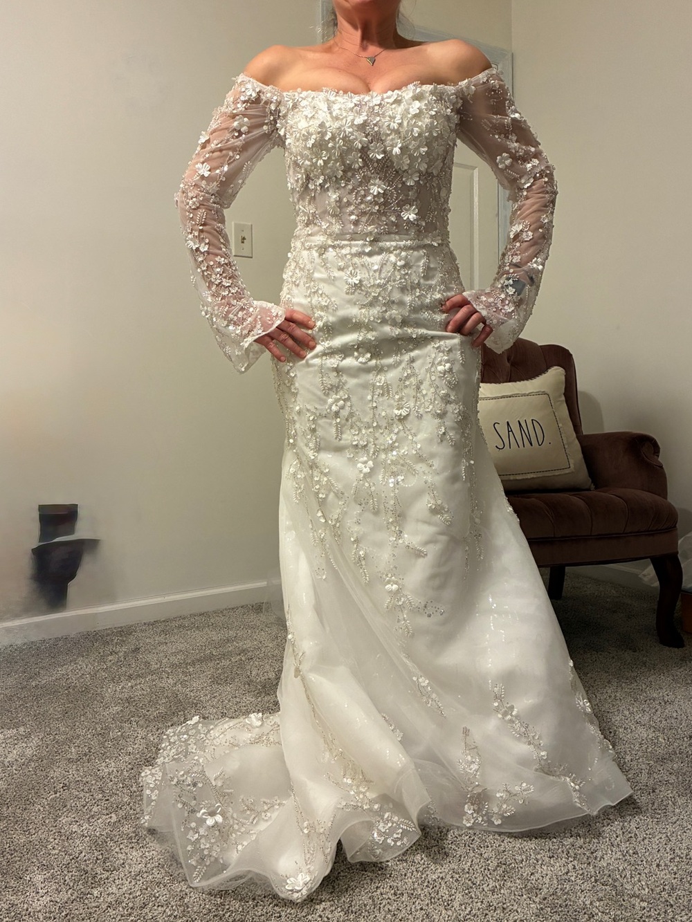 Gorgeous Strapless White Beaded Wedding Gown with Detachable Train